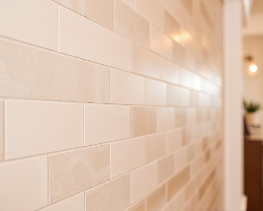 Close-up of neatly installed wall tiling